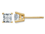 1.00 Carat (1.20 Ct Diamond Look) Synthetic Colorless Moissanite (4.5mm) Princess Cut Solitaire Earrings in 14K Gold